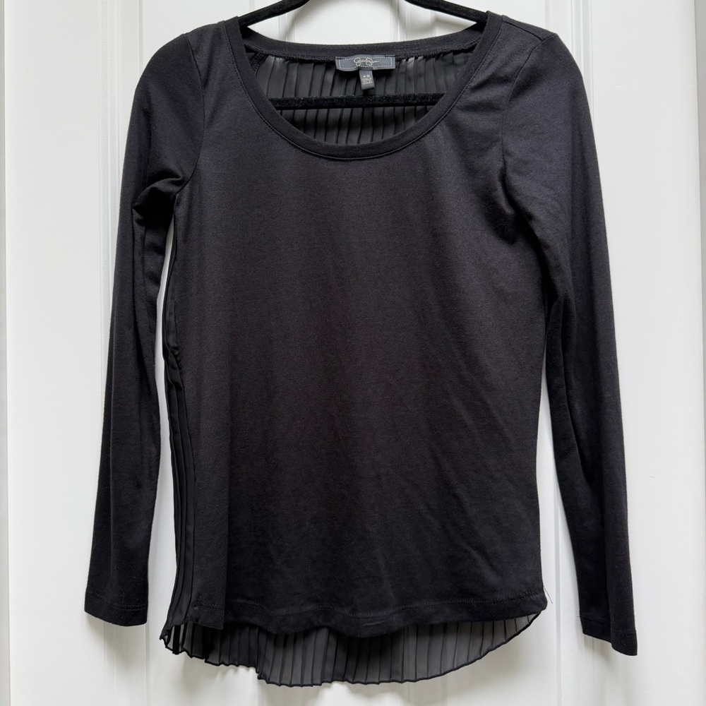 JESSICA SIMPSON LONG SLEEVE SHIRT WITH SHEER BACK ROUND NECKLINE BLACK XS